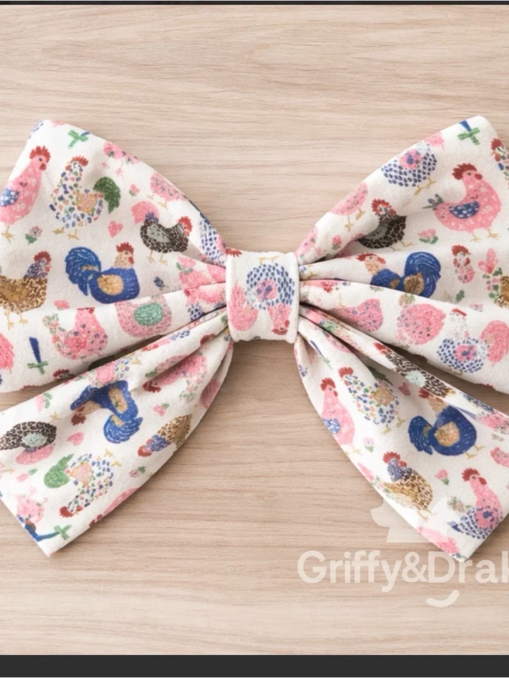 Boutique Pet Bow Chicken Print
